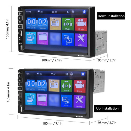 , Receptor Radio Coche 7 Lcd Bt Mp5 Tf/usb/aux-in Control