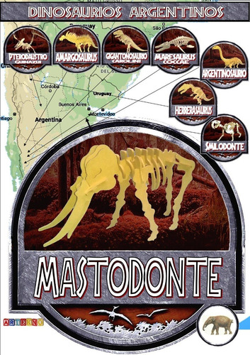 Imagen 2 de 3 de Mastodonte Dinosaurios Argentinos Rompecabezas 3d Madera Mdf