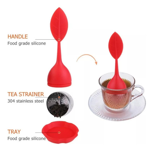 4set Durable Hoja En Forma De Silicona Mango Té Infusor Cola
