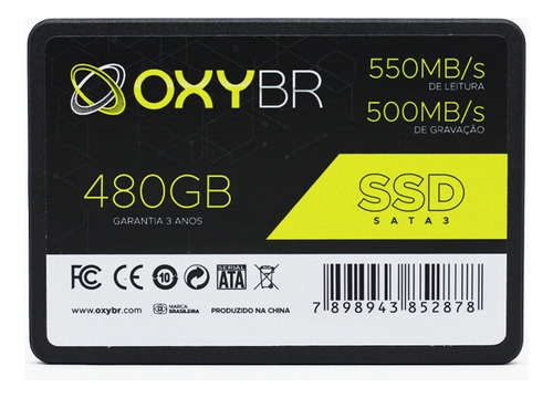 Hd Ssd 480gb Oxy 2.5 Sata3 (6 Gb/s) - Oxybr400/480 Cor Preto