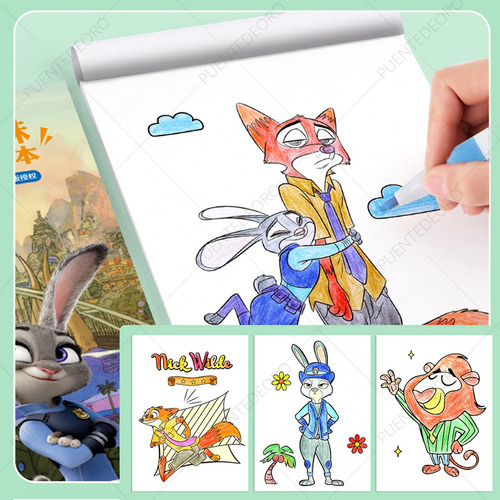 5pz Libro Colorear Para Niño + Marcador Acrílico 24 Colores