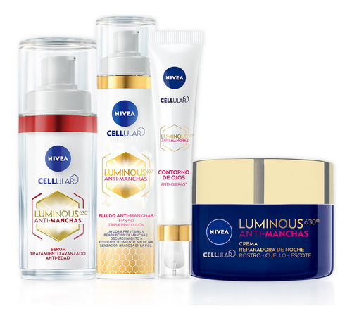 Combo Nivea Celullar Luminous Antiedad Rutina Completa