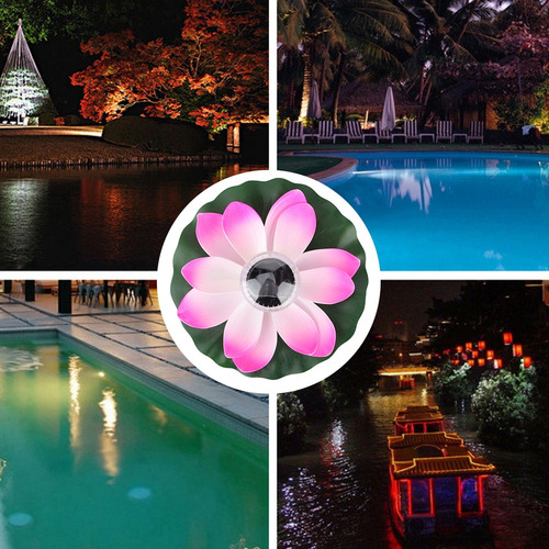 Solar Estanque Luces De La Piscina Led Cambio De Color Flor