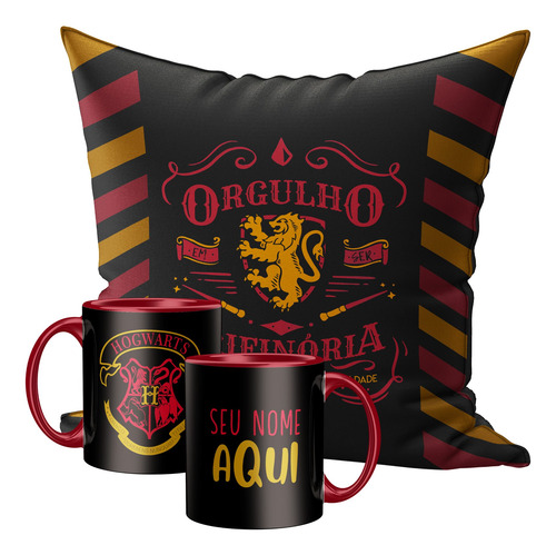 Imagem 1 de 2 de Kit Harry Potter Almofada E Caneca Grifinória Com Seu Nome 2