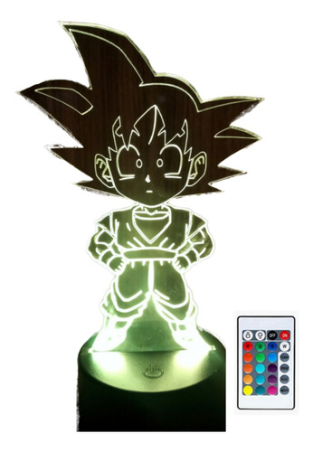 Pequeño Goku Dragon Ball Lampara Led 3d Control 16 Colores 