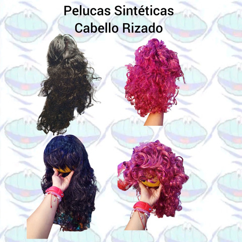 Pelucas Sintéticas De Risos / Negra / Peli Roja / Peluca