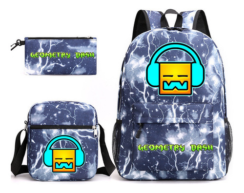 Mochila Escolar Geometry Dash Geometry Sprint De Tres Piezas