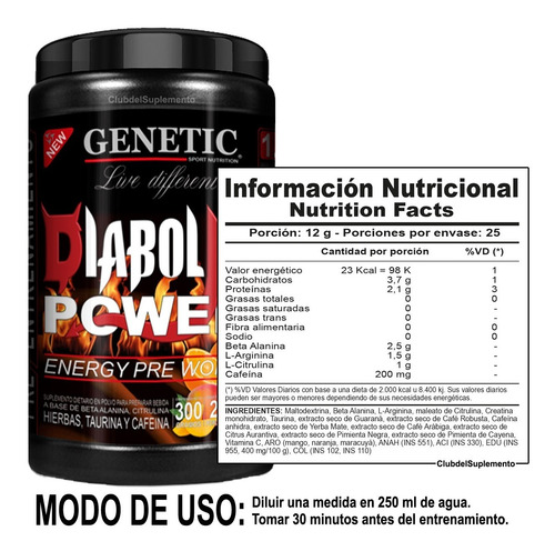 Preentreno Diabolic Quemagrasa Thermogenic Carnitina Genetic
