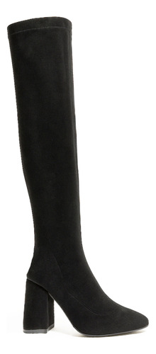 Bucaneras Elastizadas Mujer Botas Taco Ancho 9 Cm Caña Larga