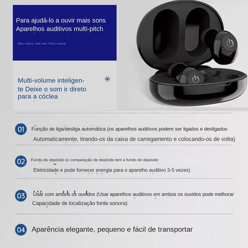 2x Mini Aparelho Auditivo Recarregavel Nível 5, Anti-uivo