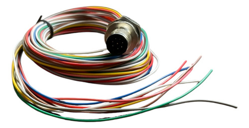 Conector Macho Pasamuros M12 8 Pines Con 2 Metros De Cable Gris
