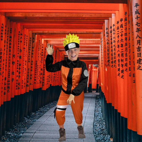 Cosplay De Ninja - Traje Infantil De Anime - Disfraz Naruto Naranja Talla 10 Años