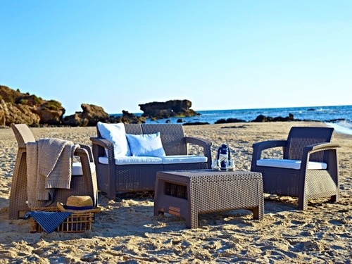 Imagen 3 de 5 de Juego De Living Jardin Exterior Rattan 2 Cuerpos Corfu Keter