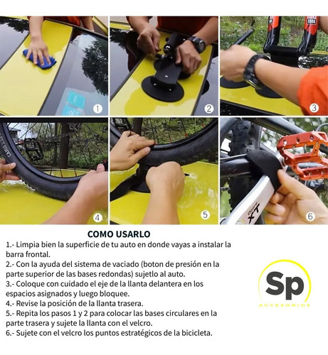 Imagen 8 de 10 de Rack Portabicicletas De Ventosas Succión Para 2 Bicicletas