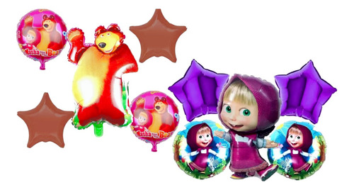 Globos Masha Y El Oso Set 10 Pzs 