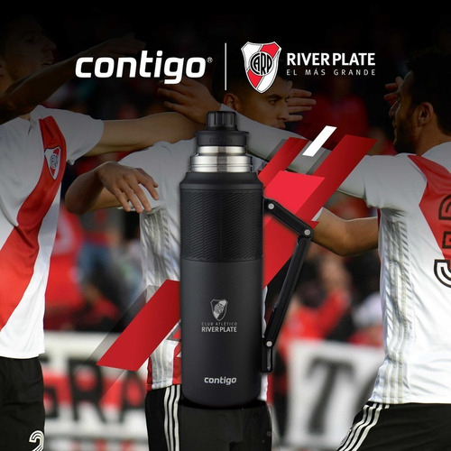 Termo Oficial River Plate Black 1200ml Con Pico Matero 360°
