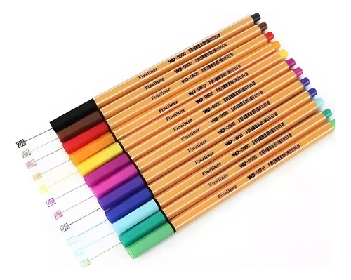 Kit Caneta Hidrográfica Ponta Porosa Fina 0.4 Mm 24 Cores Cor Colorida
