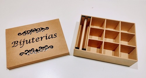 Imagem 2 de 8 de Caixa Bijuterias Tampa De Sapato Em Mdf - 20x15x5,5