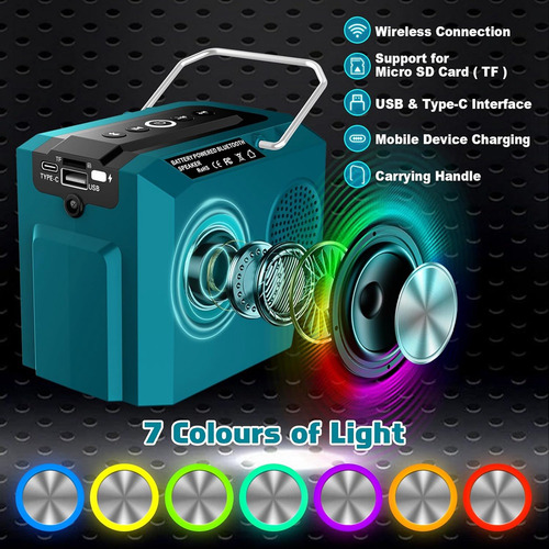Altavoz Inalámbrico Para Batería De Iones De Litio De 18 V,