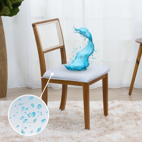 Kit 4 Pçs Capa Elastex Para Assento Cadeira Jantar Cor Branco Desenho Do Tecido Impermeável