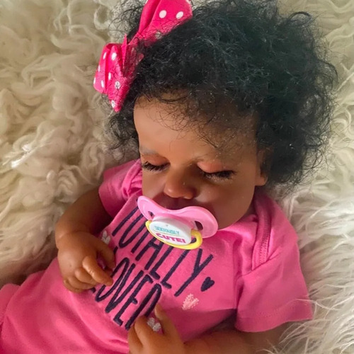 Bebê Reborn Isadora Afro Americana Cabelo Enraizado 50cm