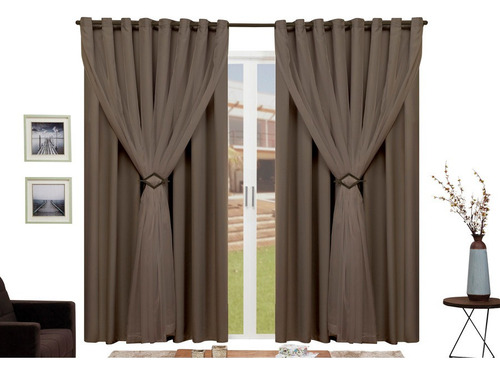 Cortina Para Parede Sala Quarto Blackout Grande 6x2,30 Cor Tabaco