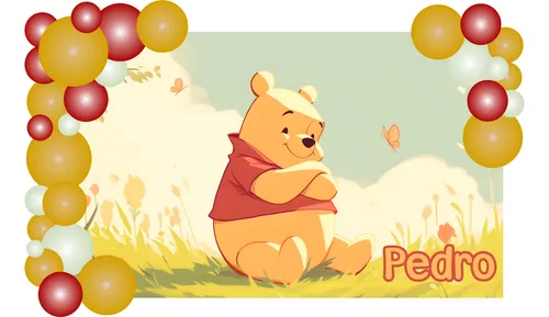 Banner Fondo Candy Bar Cumpleaños Winnie Pooh 150x90