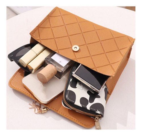 Bolso De Hombro Con Borlas En Forma De V Estampado A Cuadros