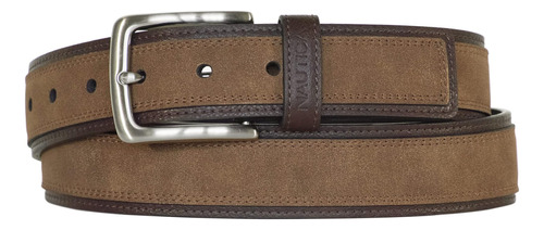 Nautica Casual Overlay Leather Belt Para Hombre, Bronceado, 