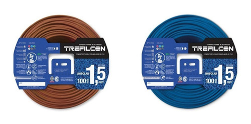 Pack X 2 Rollos Cable Unipolar 1,5mm Marron Y Celeste X 25 M