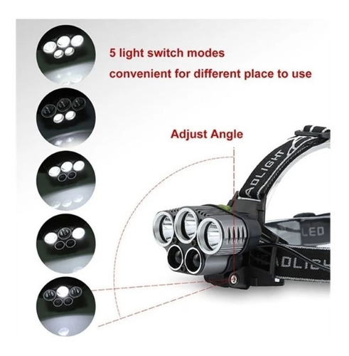 Lampara De Cabeza, 7500 Lumenes 5 Focos Led, Bateria