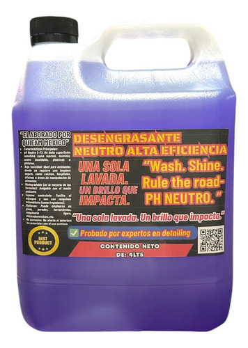 Desengrasante Neutro Para Lavado/uso Automotriz 4lts Premium
