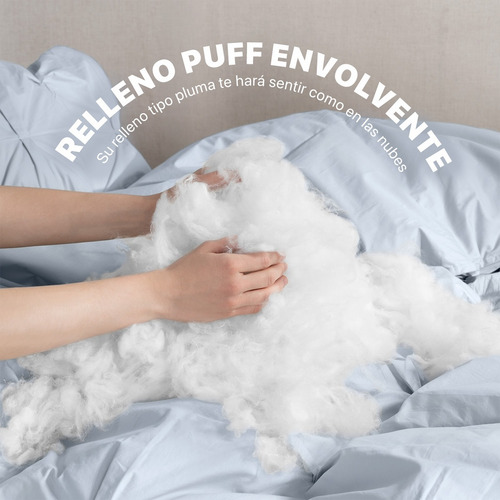 Edredón Puff Individual 100% Algodón + Fundas Esquimal Neblina