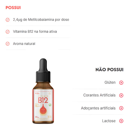 Vitamina B12 Líquido Alta Absorção True Source