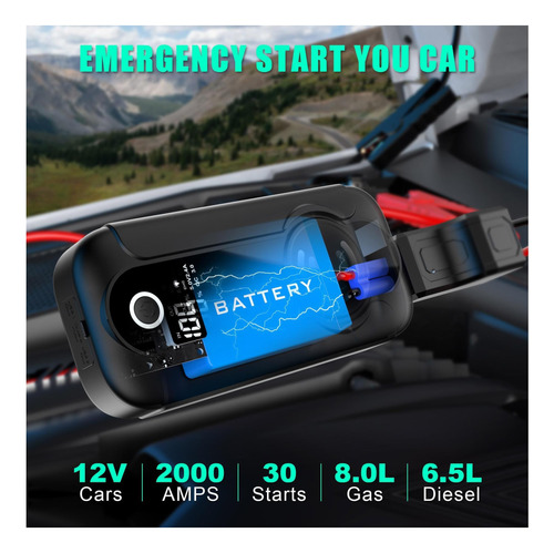 Boostech Jump Starter Portátil 2000a Para Arranques De Auto