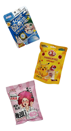 Kit 3 Balas Chinesas Importadas Super Azedas E Pokébola Cola