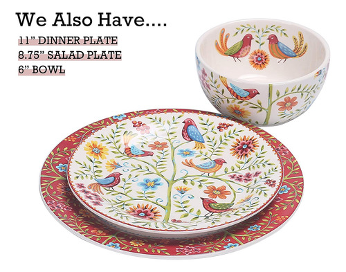 Set Platos 4 Pzs Cerámica Aperitivo 22.2 Cms Redonda