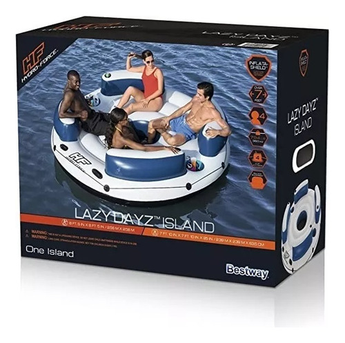 Inflable Acuático Para 4 Personas Flotador Con Potavasos