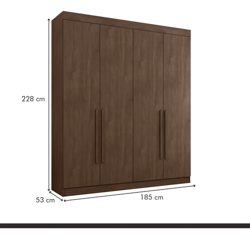 Guarda Roupa Casal 4 Portas 3 Gavetas Roma Cacau Aa