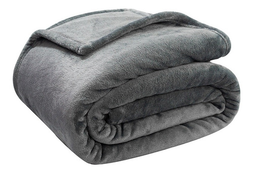 Imagem 1 de 5 de Cobertor Manta Velour Microfibra Solteiro 2,20mx1,50m Cinza