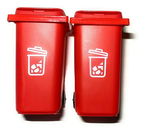 Mini Cubo De Basura De Plástico Con Tapa, Juego De 2