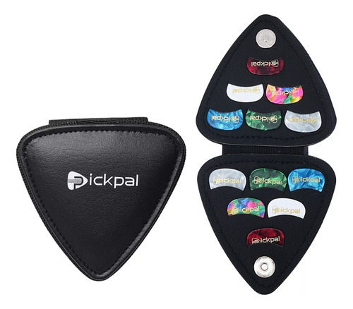 Estuche Pickpal Para Púas De Guitarra Con 12 Púas De Cuero Y