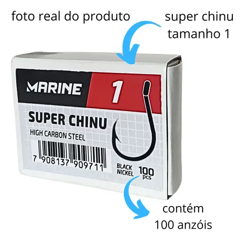 Caixa Anzol Super Chinu N 1 Marine 100 Unidades Pesca Forte