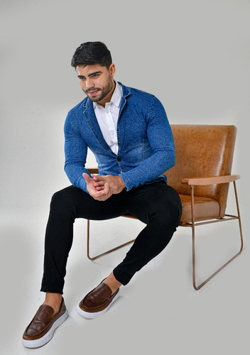 Blazer Masculino Casual Slim Fit Com Elastano
