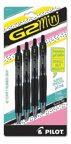 Mini Bolígrafo De Gel Pilot G2 Retráctil 0,7 Mm Tinta Negra Negro-azul