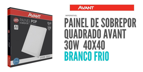 Painel Plafon Led Sobrepor 30w 40x40 Quadrado Branco Frio