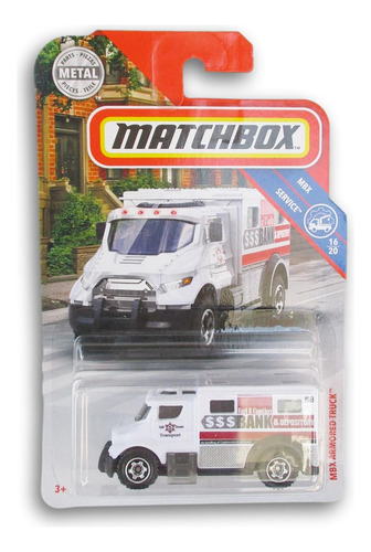 Matchbox Mbx Camión Blindado Blanco Diecast Car Vehículo Esc
