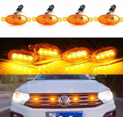Luces Led Kit Ámbar Parrilla Carro Camioneta Con Control 12v