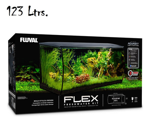 Kit Acuario Fluval Flex Led Concavo 3 Tamaños 34/57/123 Ltrs