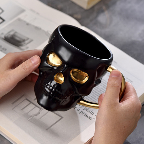 Taza De Cerámica Sin Tapa Con Forma De Calavera De Halloween